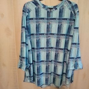 NEW Several shades of blue Plaid Blouse Size 1X